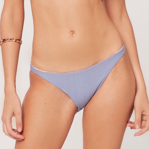 L*SPACE Summer Bikini Swim Bottoms Love Plaid Daisy Gingham Camacho Blue NWT Med - Picture 1 of 16